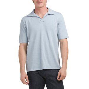 RAG & BONE Blue Fog Classic Slub Knit Jersey Polo